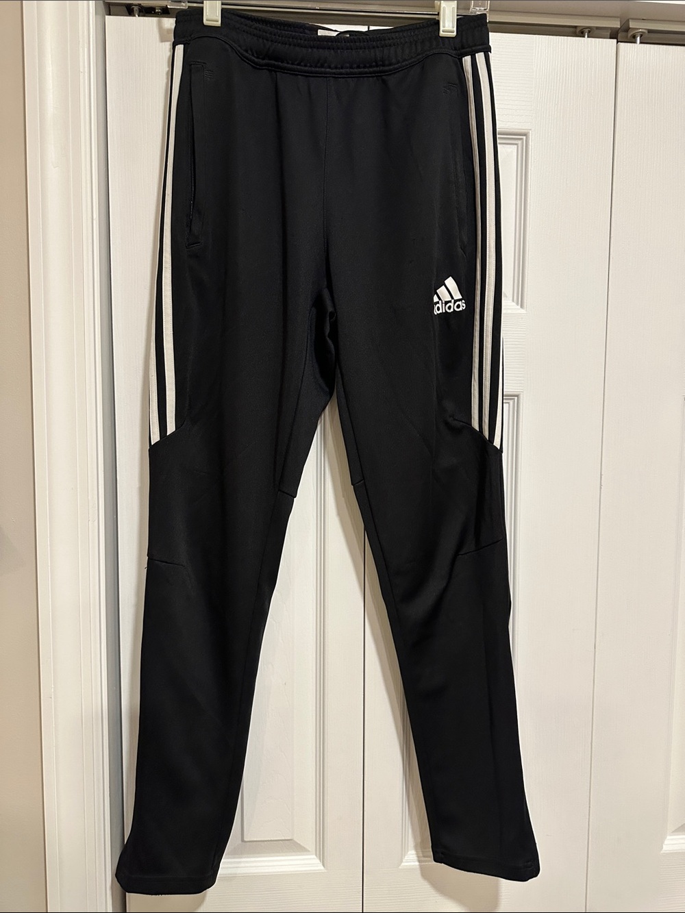 Adidas Black Jogger Pants with White Stripes